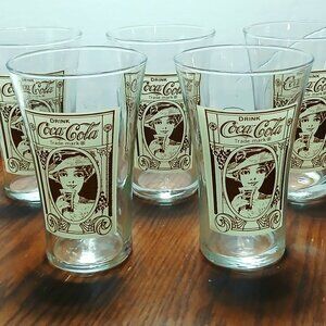 Vintage Coca-Cola Flair Glasses – Set of 8 – 1980s Reproduction – 16oz